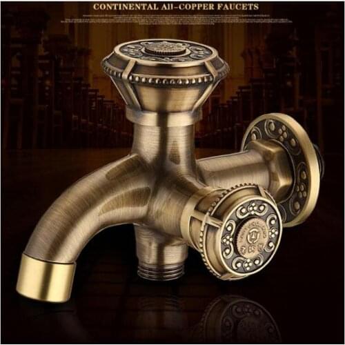 Free Shipping Anti-bronze Bibcock Faucet Brass Wall mounted double using Bathroom Washing Machine faucet Outdoor garden mixer
