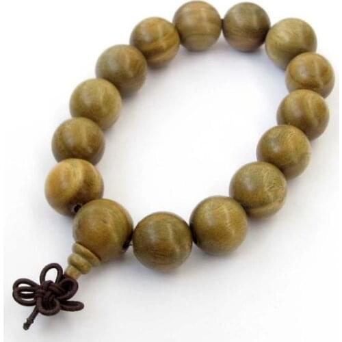 18mm Green Sandalwood Wood Beads Tibet Buddhist Prayer Mala Bracelet