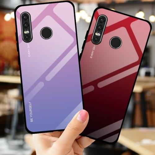 Tempered Glass Case For Huawei P20 P30 Pro P30 Lite Coque Luxury Gradient Silicone Cover Phone Case For Huawei P Smart Plus 2019