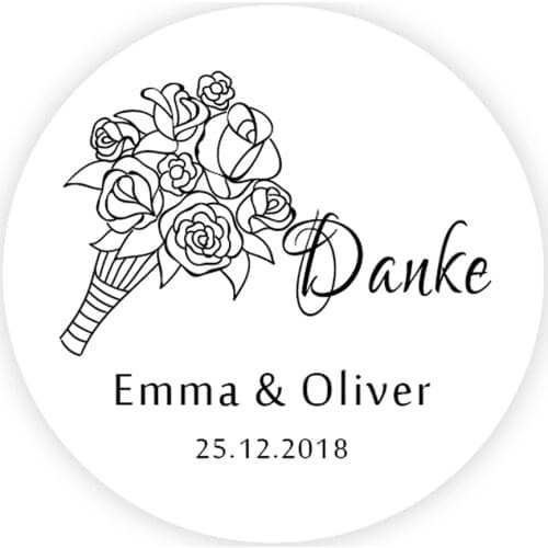 DouxArt 100 Pieces Custom Personalized, Danke Wedding Flowers Stickers, 40mm Wedding Party Decoration Favors Labels Seals P157