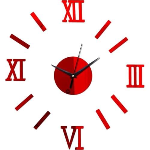 Hot sale single face needle diy mirror acrylic material wall stickers Europe style wall quartz clocks home decor wall watches