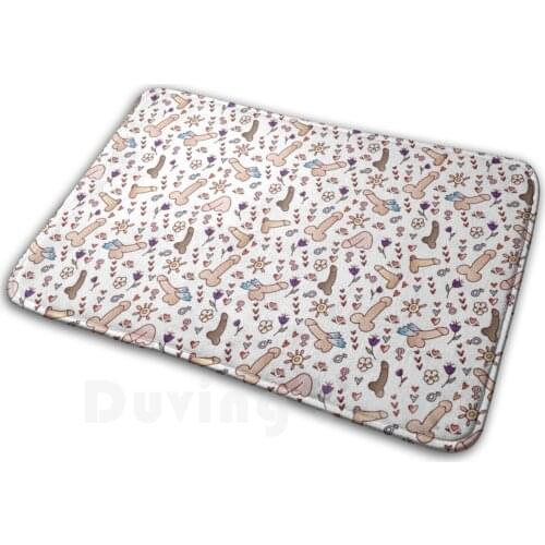 Penis Pattern Mat Rug Carpet Anti-Slip Floor Mats Bedroom Penis Adult Pattern Funny Repeat All Over Dildo Cock Ball Mens Female