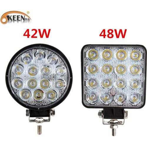 OKEEN 4 inch 42W Square LED Work Light Spotlight 48W LED Light Bar For 4x4 Offroad ATV UTV Truck Tractor Motorcycle Fog lights