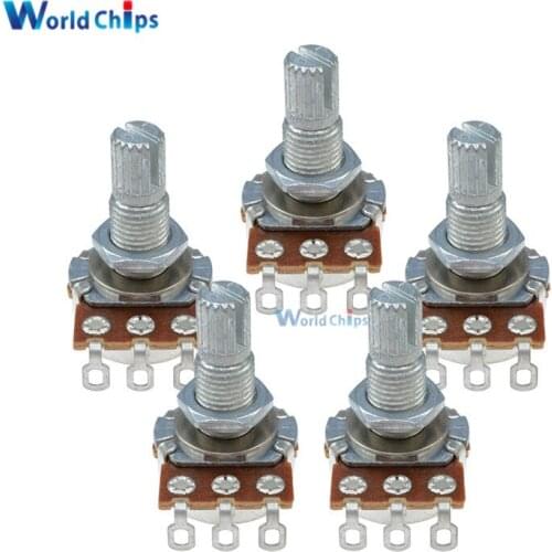 5pcs Guitar Mini Control Pots B500K Long Split 18mm Shaft Linear Taper Potentiometers B500K Ohm Guitar Tone Potentiometer