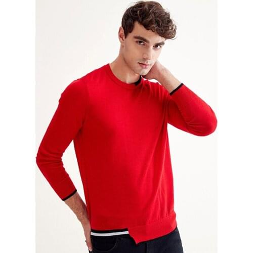ZHILI Mens 100% Wool Round Neck Pullover Sweater