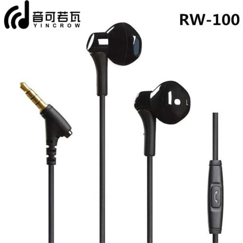 YINCROW RW-100 HiFi Super Bass Earphone With Mic Half in-ear headset Wired 3.5MM Earphones RW919 RW777 X6 P1 DT6 PT15 PT25 MS16