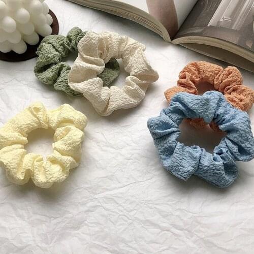 New fashion Wrinkled girls hair ring sweet small fresh large intestine ring Women candy Ropes Elastic Hair Bands Headwear