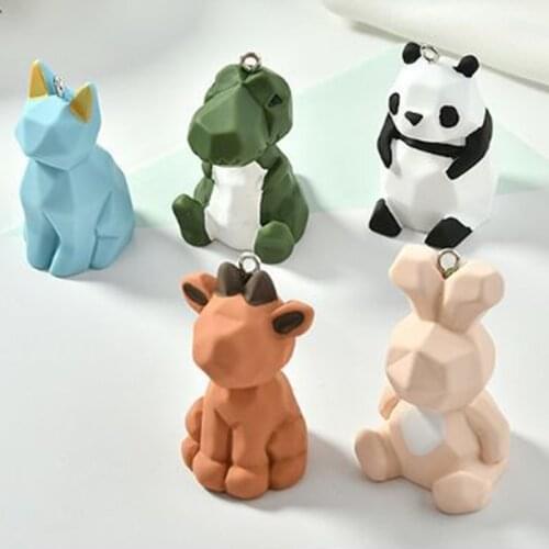 New 49*30MM 10Pcs Cute Geometric Animals Resin Pendant Diy Charms Findings Jewelry Accessory
