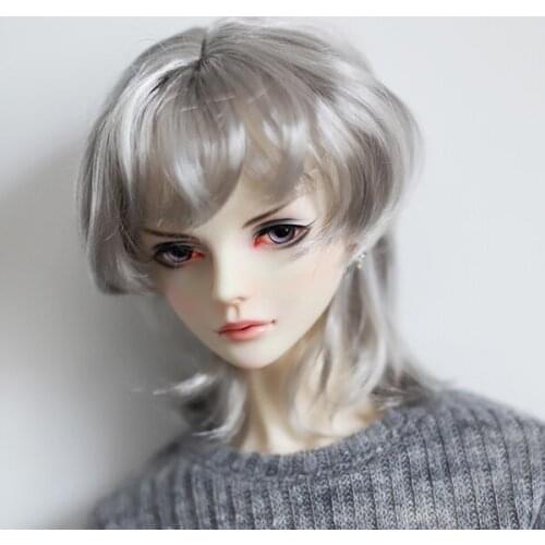 New Bjd Doll Wig 1/3 1/4 9-10" 7-8" Silver Medium length wig imitation Mohair Japanese soft silk BJD SD MSD Doll wig