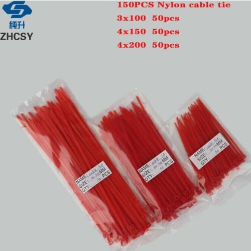 150PCS 3X100 4X150 4X200mm Colorful Factory Standard Self-locking Plastic Nylon Cable Ties,Wire Zip Tie