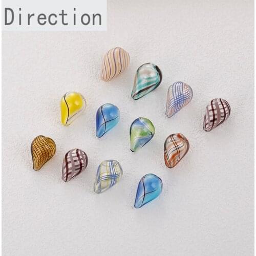 Retro ins water drop color hollow glass ball straight hole beaded diy handmade ear jewelry pendant accessory material