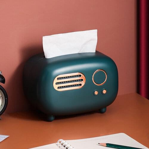 Retro Radio Model Tissue Box Tissue Container Napkin Case Organizer Storage Box for Bathroom Living Room Kitchen Office
