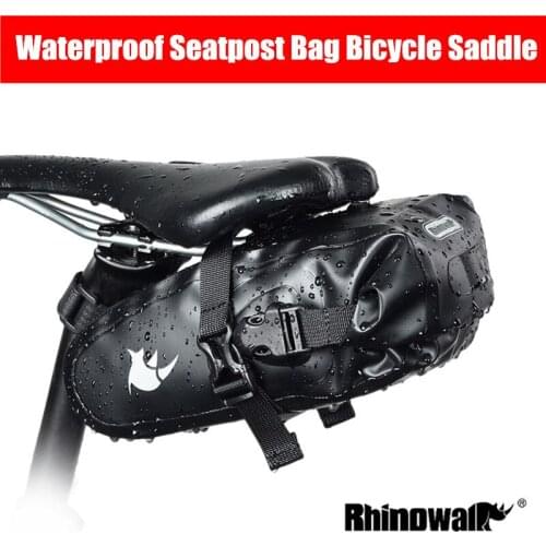 Rhinowalk Cycling Full Waterproof Seatpost Bag Bicycle Saddle Pannier Road Rear Pouch MTB Nylon Seat Gear Bag Pack Cycling Part