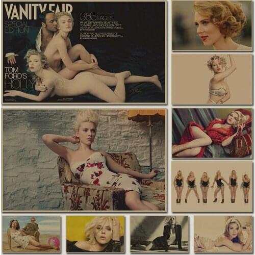 Scarlett Johansson Retro Old Art Paper Painting Home Decor Wall Poster Wall Art Pictures For Living Room Posters