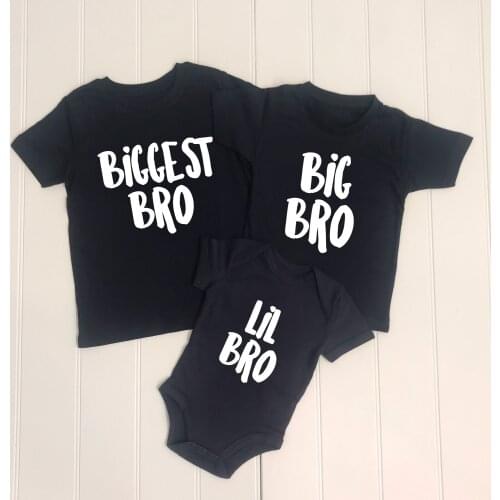 Sibling Tshirt Tees Biggest Bro Big Bro Lil Bro Anouncement Family Look Matching Tshirts Baby Bodysuits Family Matching Tops