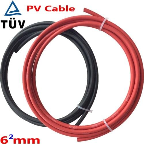 6mm2 PV Solar Cable Used to Off-grid and Grid Connected PV System Red +Black pv cable Copper Conductor XLPE Jacket TUV approved