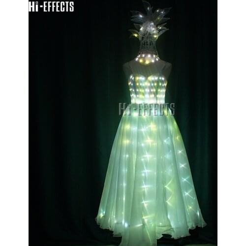 LED dance clothes women ballroom nightclub dress led light show stage costumes for party club bar stage performance