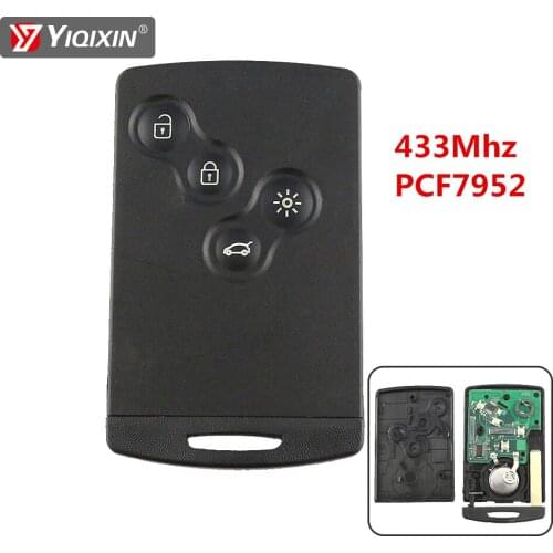 YIQIXIN 4 Buttons Car Smart Remote Key Suit For Renault Megane Scenic Laguna Koleos Clio IV Captur 433MHZ ID46 PCF7952 Chip