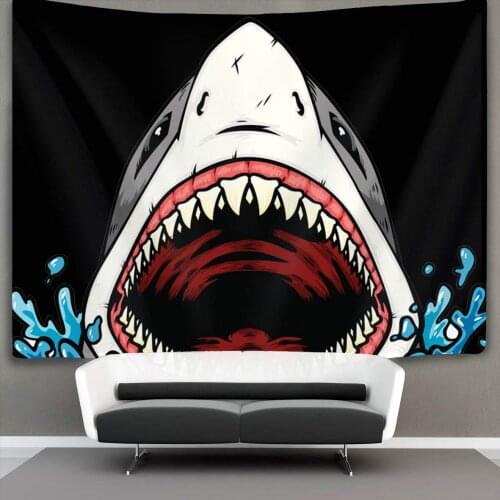 Funny Sea Wave Shark Wall Tapestry Unique Art