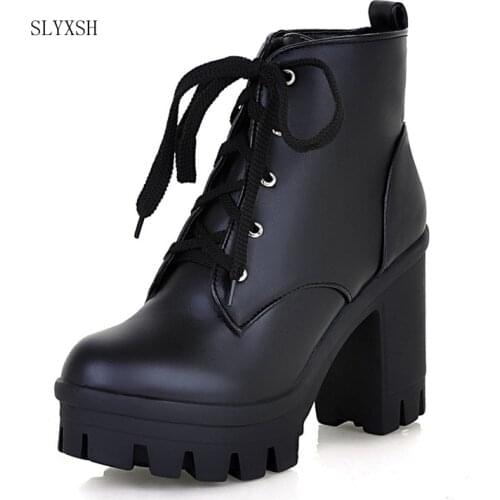 SLYXSH European style contracted Woman British Style Rivet Boots Boots Autumn Winter 2018 New High-heeled Shoes
