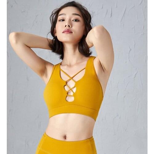 Women Sports Bras Gym Workout Breathable Padded Gather Yoga Bra Fitness Crop Top Push Up Comfy Running Vest Shockproof Brassiere