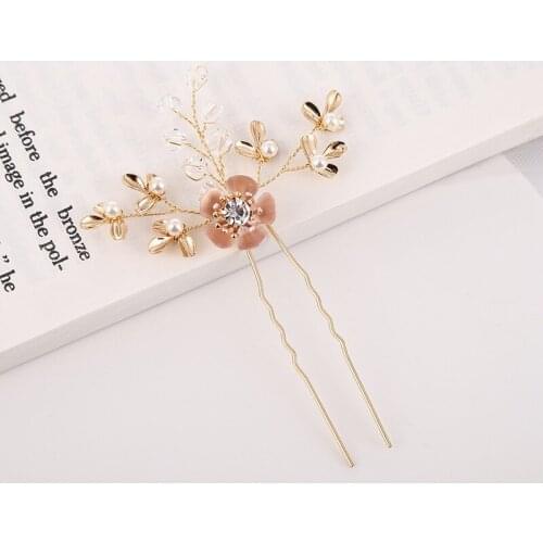 Gold Floral Leaf Bridal Hair Pins Hand Wired Crystal Wedding Hair Jewelry Tiara Women Headpiece Accessories для волос аксессуары