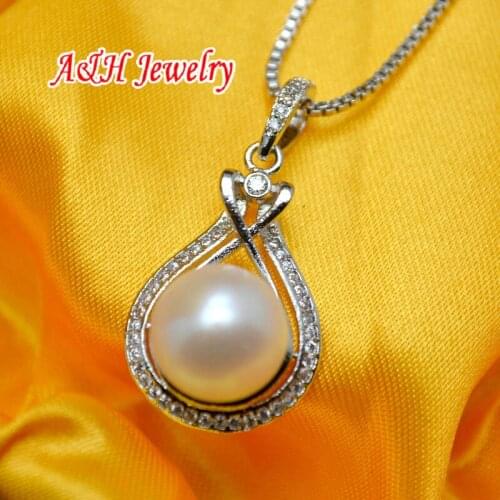 1pc High Quality Waterdrop Shape Silver Plated Pendant White Shell Inlay Fashion Women Box Chain Necklace