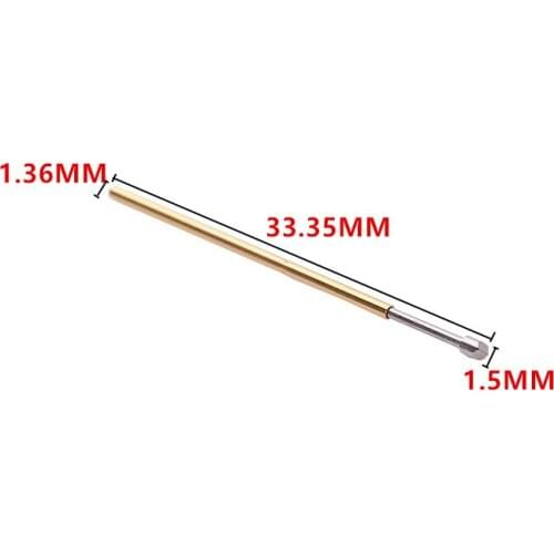 100PCS Gold Color Spring Test Probe P100-T2 Phosphor Bronze Nickel Plated PCB Probe Diameter 1.36mm Glod T Instrument Test Tool