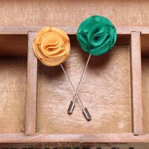 100Pcs/Bag Best Man Groom Boutonniere Silk Satin Rose Flower men buttonhole Wedding Party Prom Man Suit Corsage Pin Brooch