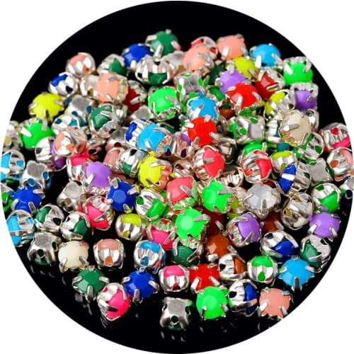 100p 4mm round candy acrylic jelly rhinestone sew on crystal rhinestones Montees silver base jewels headwear shoes clothing trim