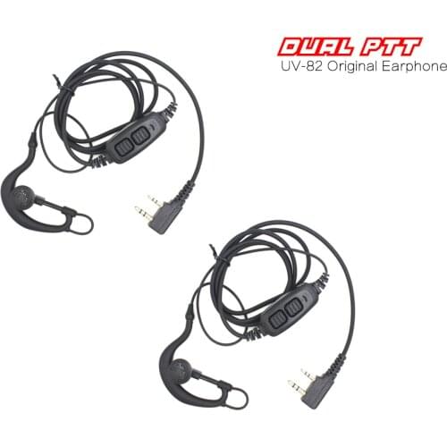 2PCS Headset Micphone with Double Dual PTT Button for Baofeng UV82 UV-82 UV-89 UV-8D Walkie Talkie Earphone Accessories
