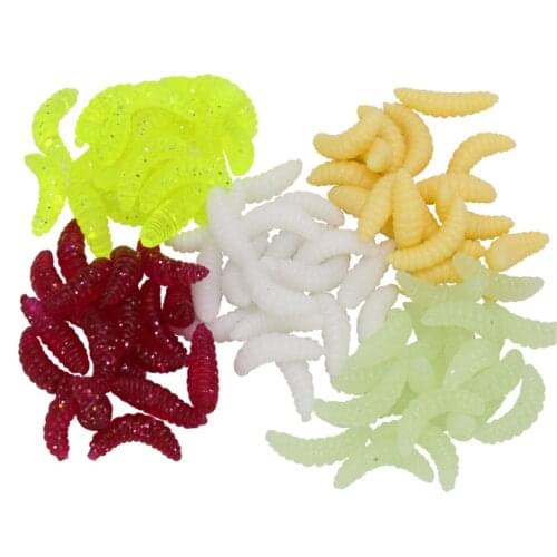 20/50Pcs Silicone Soft Fishbait Breadworm 24mm 0.5g Worm Artificial Bait Maggot Fishing Accessories For Fishing