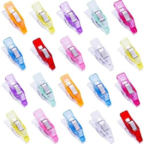 MIUSIE 20 Pcs Colorful Sewing Craft Quilt Binding Plastic Clips Clamps Pack For Patchwork Decoration Clamp Clothes Clip