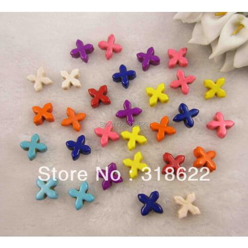 2015 Free Shipping+wholesale300pcs/lot,15*15mm Beads,cross Shape Beads,semi Precious ,natural Stone Beads,multi Colors