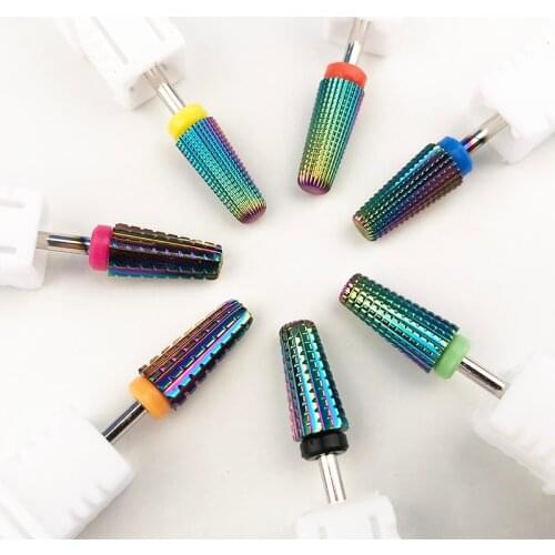 5 In 1 Nail Drill Bit Tapered Carbide Tungsten Straight Cut Nail Bit Nail Gel File 3/32" Nail Drill Bit for Manicure Pedicure