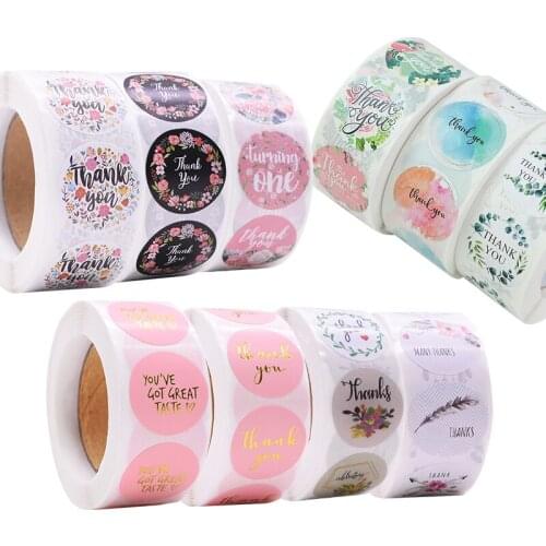 500pcs/roll Thank You Stickers Gift Seal Labels DIY Handmade Stationery Scrapbooking Sticker Wedding Envelope Candy Bags Decora