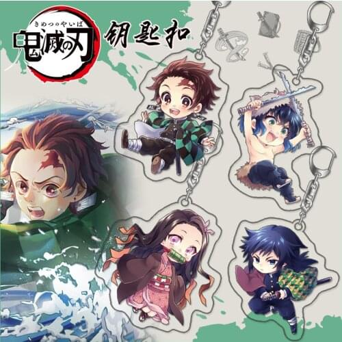 Anime Demon Slayer Kimetsu No Yaiba Keychain 2 Sided Acrylic Key Chain Pendant Cosplay Anime Accessories DIY Collection Key Ring