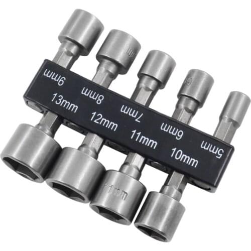 9Pcs Rubber Sleeve Wrench 5-13mm Rubber Strip-mounted Hexagonal Powerful Socket Extension Wrench 1Set