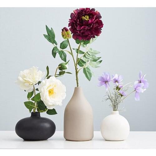 Modern Simple Nordic Ceramic Vase Khaki White Solid color vases Living Room Home Garden Tabletop Decoration Fashion Round Shape
