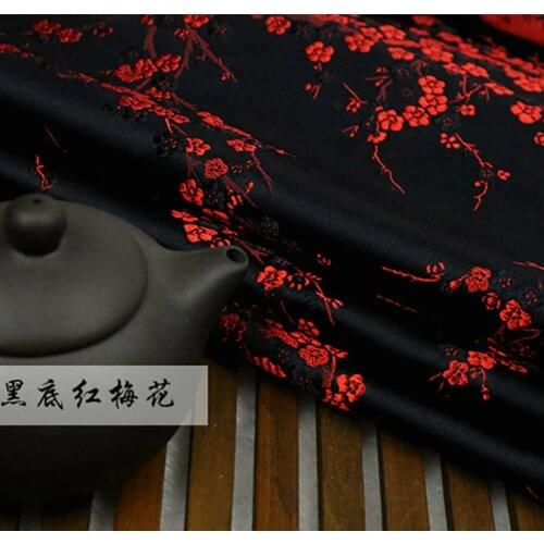 Red plum floral fabric imitate silk Brocade Fabric Damask Jacquard Upholstery Furnishing patchwork fabric sewing tissue 75*50cm