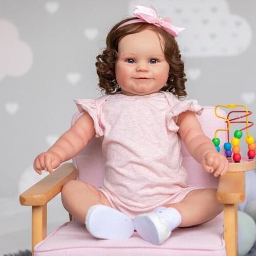 Maddie Two Size Version Reborn Toddler Popular Cute Girl Doll with Rooted Brown Hair Soft Plush Toy Body High Quality Doll