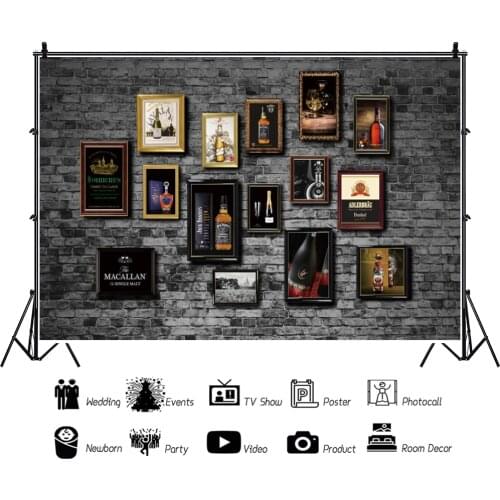 Laeacco Dark Grunge Wall Stacked Party Home Shop Decor Pattern Photographic Background Photo Backdrop Photocall Photo Studio