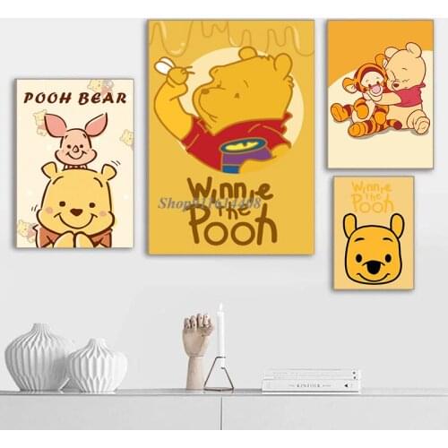 Cute Winnie The Pooh Posters and Wall Art Prints Canvas Paintings Pictures Disney Cartoon Anime Living Room Home Wall Decoration