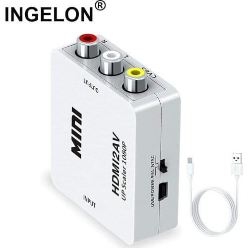 HDMI2AV Hdmi to rca Converter AV CVBS Scaler 1080P Mini Adapter Box Support NTSC & PAL L/R Video Audio Case Wholesale Dropship
