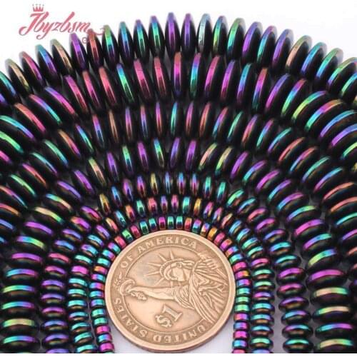 Multicolor Heishi Rondelle Beads Hematite No Magnetic Stone Spacer Beads For DIY Women Men Jewelry Making Necklace Bracelet 15"