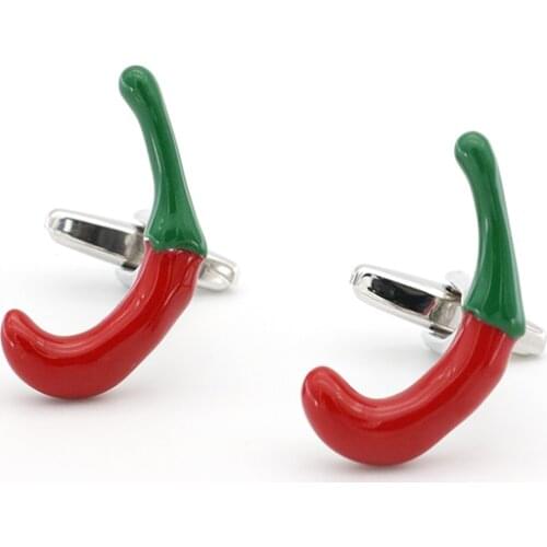 Mens Hot Pepper Cuff Links Copper Material Red Color