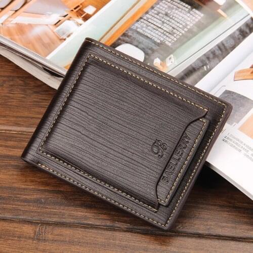 Baellerry Hot Sale Business Mens Wallets Quality 3 Folds Sutures Black Brwon Detached Cards Slots ID Credit Card Holder Purses