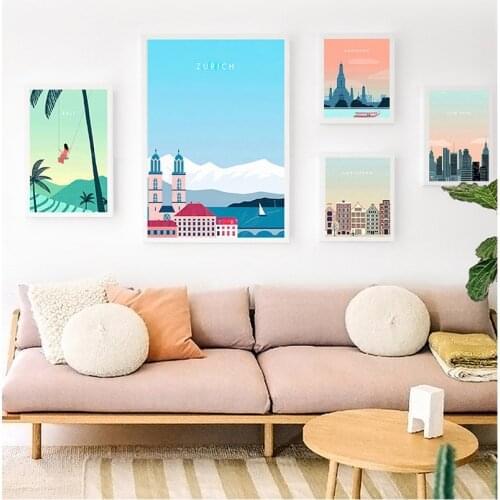 Prints Wall Pictures For Living Room Decor Paris London Berlin Travel Vintage Wall Art Canvas Painting Nordic s And