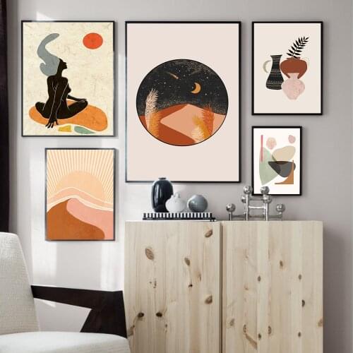 Boho Bedroom Gallery Wall Set Mid Century Art Canvas Painting Nordic Poster And Prints Wall Pictures For Living Room Home Decor