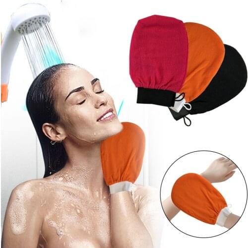Natural Fiber Plus Cotton Exfoliating Body Moroccan Bath Scrub Glove Hammam Facial Tan Massage Mitt Bathroom Accessories